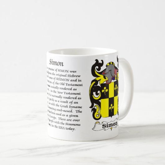 マグサイモン家族の紋章付き外衣 コーヒーマグカップ (正面右)