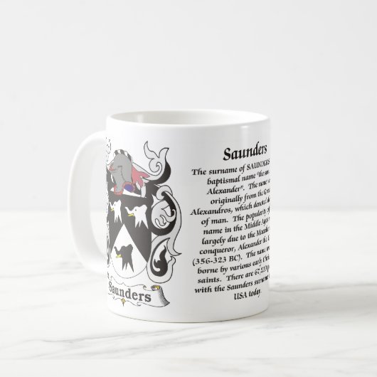 マグサンダース家族の紋章付き外衣 コーヒーマグカップ (正面左)