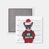 マグショット悪いサンタの犬のクリスマスおもしろい マグネット (正面/裏面)