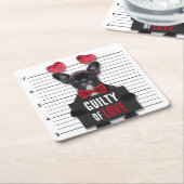 マグショット有罪ラブドッグバレンタインデーおもしろい スクエアペーパーコースター (アングル)