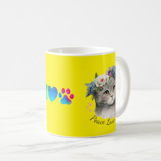 マグスクラシックピース愛猫 コーヒーマグカップ (正面右)