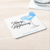 マグス&マトリモニーブルーのブライダルシャワー スクエアペーパーコースター (アングル)