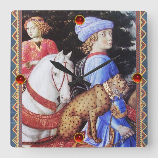 マグス・メルキオールの行列、騎馬隊、野猫 スクエア壁時計 (正面)