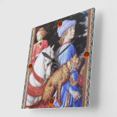 マグス・メルキオールの行列、騎馬隊、野猫 スクエア壁時計 (傾斜)