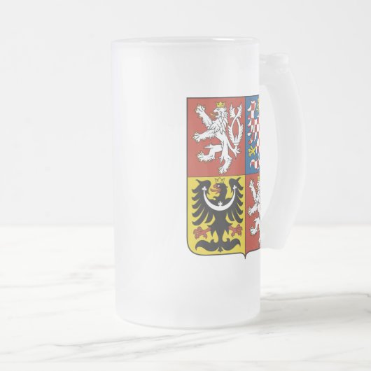マグチェコの紋章付き外衣 フロストグラスビールジョッキ (正面右)