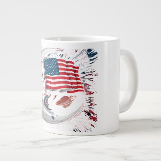 マグッ最高のグデザインアメリカ国旗🍺 ジャンボコーヒーマグカップ (正面右)