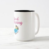 マグデザイン子供へ、マグ・グッド・モーニングデザイン。 ツートーンマグカップ (正面右)