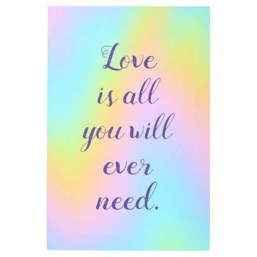 マグニフィセントパステルレインボー結婚ズ メタルプリント (正面)