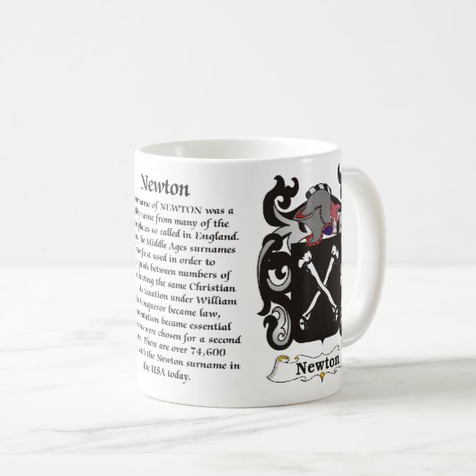 マグニュートン家族の紋章付き外衣 コーヒーマグカップ (正面右)