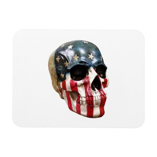 マグネットの赤い白と青のスカル マグネット (横)