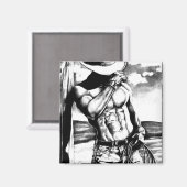 マグネットアートエレガントカウボーイ男らしボディビルダー マグネット (正面/裏面)