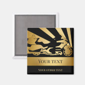 マグネットオートバイバイクバイクもしくは自転車に乗る人金ゴールド マグネット (正面/裏面)