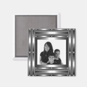マグネットシルバークロームあなたの写真を追加 マグネット (正面/裏面)