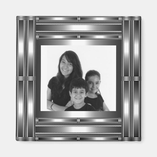 マグネットシルバークロームあなたの写真を追加 マグネット (正面)