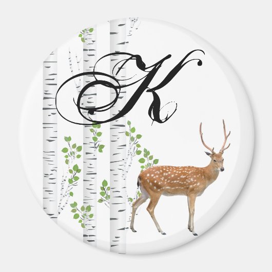 マグネットディアドパーソナライズされたー・バック・フォレストウッドランド マグネット (正面)