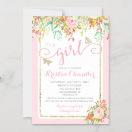 マグネットバタフライガールフローラバラベビー招待状 マグネット招待状