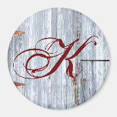 マグネットパーソナライズされたホワイトウォッシュウッドバーンドドアカン マグネット (正面)