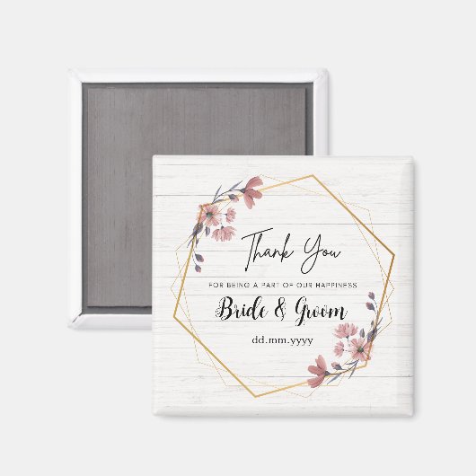 マグネットパーソナライズされた結婚式の引き出物フローラテーマ マグネット (正面/裏面)