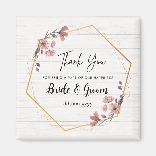 マグネットパーソナライズされた結婚式の引き出物フローラテーマ マグネット (正面)