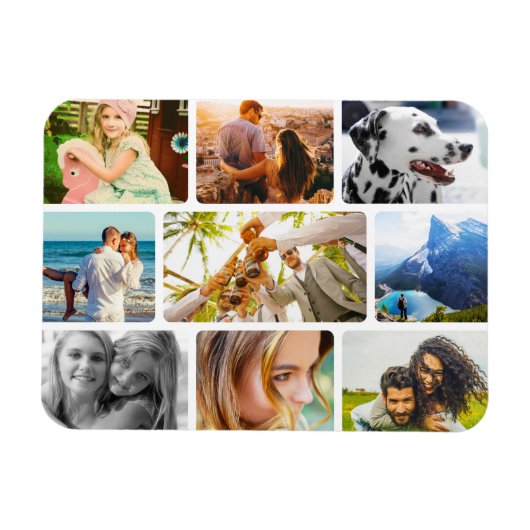 マグネットフレキシブル9写真テンプレート丸コラージュ マグネット (横)