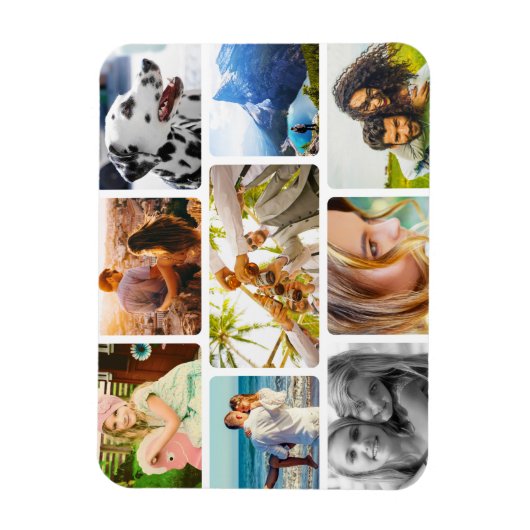 マグネットフレキシブル9写真テンプレート丸コラージュ マグネット (縦)