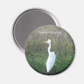 マグネットラウンド、白いクレーンの写真。 マグネット (正面/裏面)