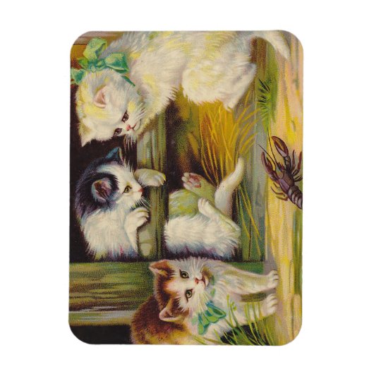 マグネットヴィンテージアンティークかわいい子猫の猫ザリガニ マグネット (縦)