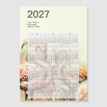 マグネット付きアーティスティック フラミンゴ 2027年 カレンダー