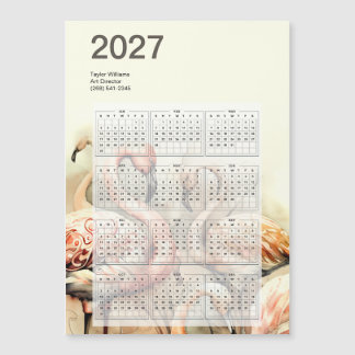 マグネット付きアーティスティック フラミンゴ 2027年 カレンダー