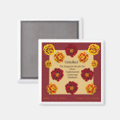 マグネット付き/ 10月誕生月フラワーザ・マグノリア マグネット (正面/裏面)