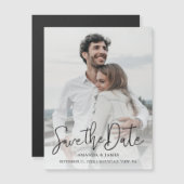 マグネット写真と黒のスクリプトで日付を保存 マグネット招待状 (正面/裏面)