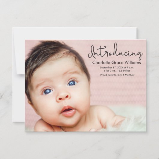 マグネット写真 赤ちゃん女の子の誕生お知らせ マグネット招待状 (正面)