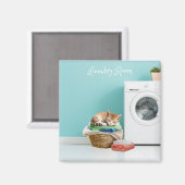 マグネット及び猫付洗濯室 マグネット (正面/裏面)