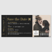 マグネット搭乗券Save the Date Black金ゴールド (正面)