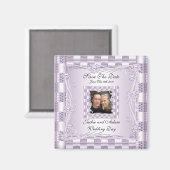 マグネット日付のmauve結婚薄紫フローラ マグネット (正面/裏面)