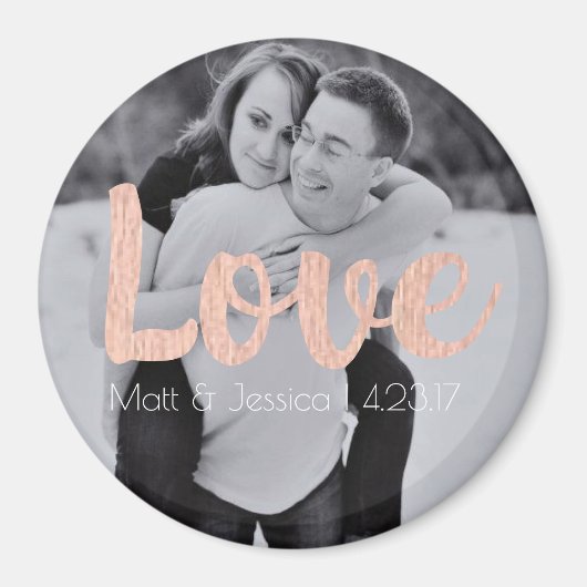 マグネット結婚式の引き出物とフォトバラ金ゴールドデザイン マグネット (正面)