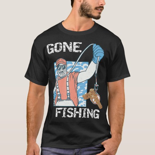 マグネット魚釣りデザインおもしろいマグネット魚釣り Tシャツ (正面)