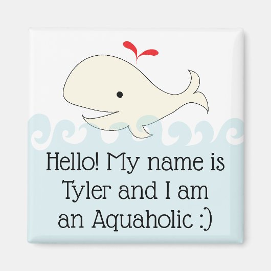 マグネット・スクエアこんにちは！私はアクアホリックだ マグネット (正面)