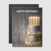 🎂 マグネット ハッピー バースデー - 3 段のケーキとキャンドル付き (正面/裏面)