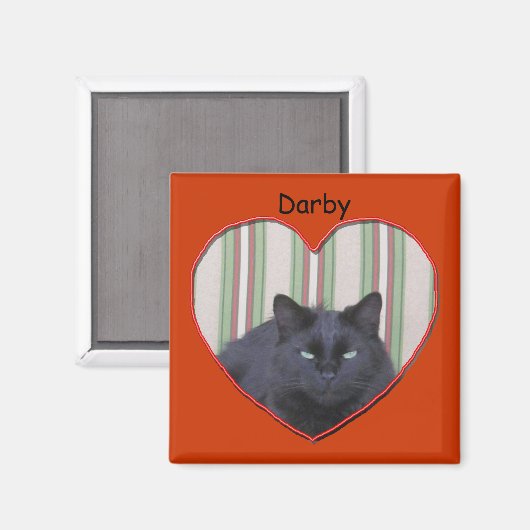 マグネット – ハート型フレーム内の猫 (正面/裏面)