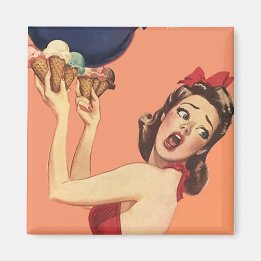 マグネット~レトロ驚く衝撃を受けたパーティーの女の子 マグネット (正面)