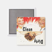 マグネット～ヴィンテージレトロおもしろいクリーン汚れ食洗機 マグネット (正面/裏面)