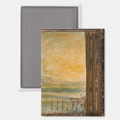 マグネット - 海の景色 アクリル画 on 木 (正面/裏面)
