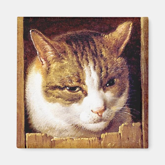 マグネット:「猫が垣根から覗き込む」 マグネット (正面)
