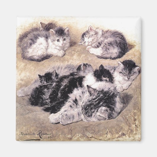 マグネット：猫の勉強 マグネット (正面)