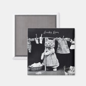 マグネット、猫ぶら下がったの洗濯 マグネット (正面/裏面)