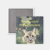マグネット：「目から世界を見る」ジャングル猫 マグネット (正面/裏面)