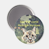 マグネット：「目から世界を見る」ジャングル猫 マグネット (正面/裏面)