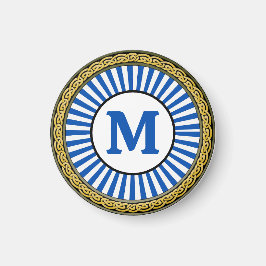 マグネット – 青ストライプ色パーソナライズされた- – 追加イニシャル