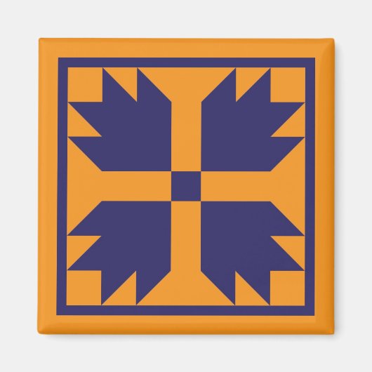 マグネット – UCベアーポーキルトブロック(金ゴールド上の青) (正面)